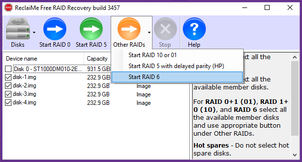 RM RAID 6 Recovery from Disk Images